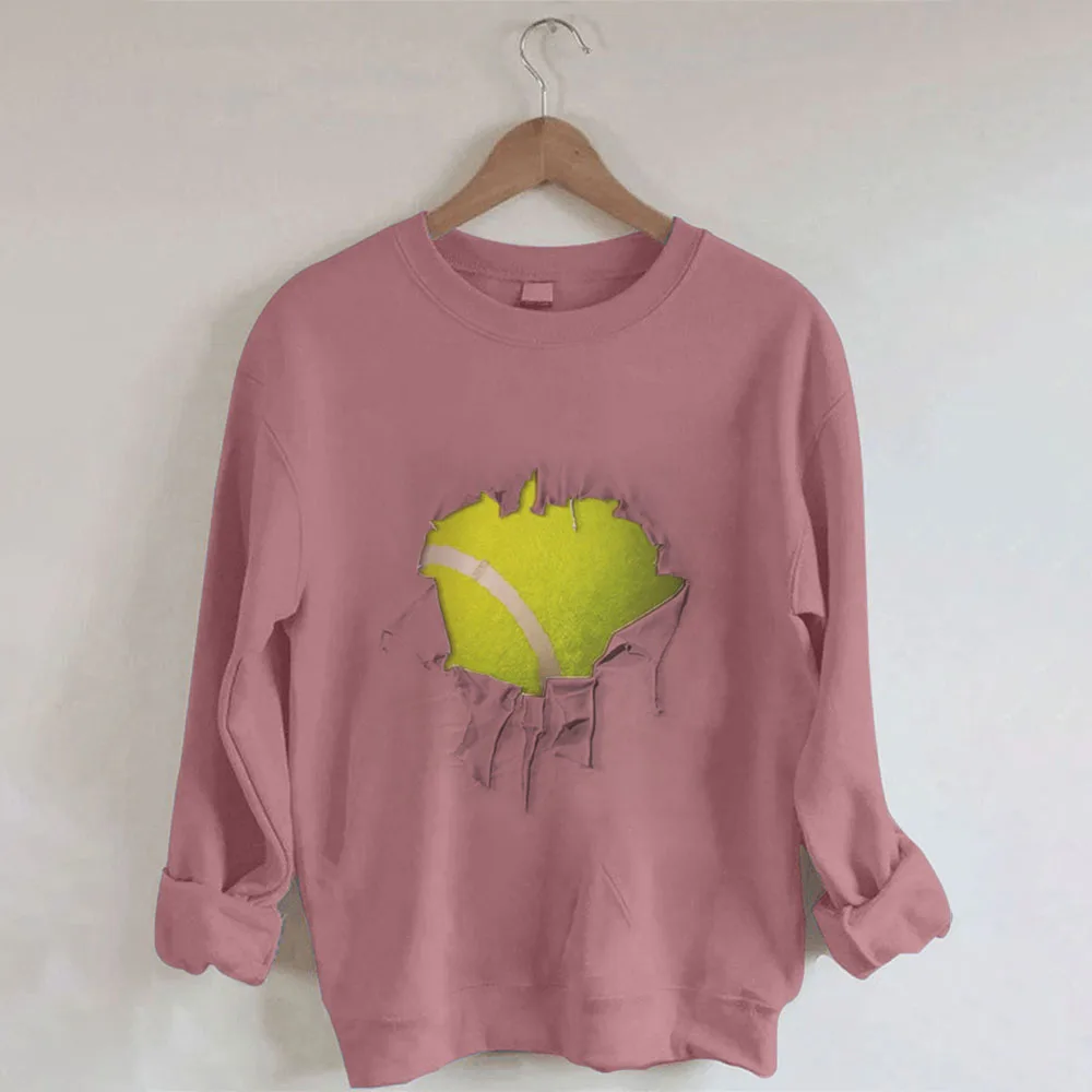 

Tennis Fun Print Crew Neck Sweatshirt