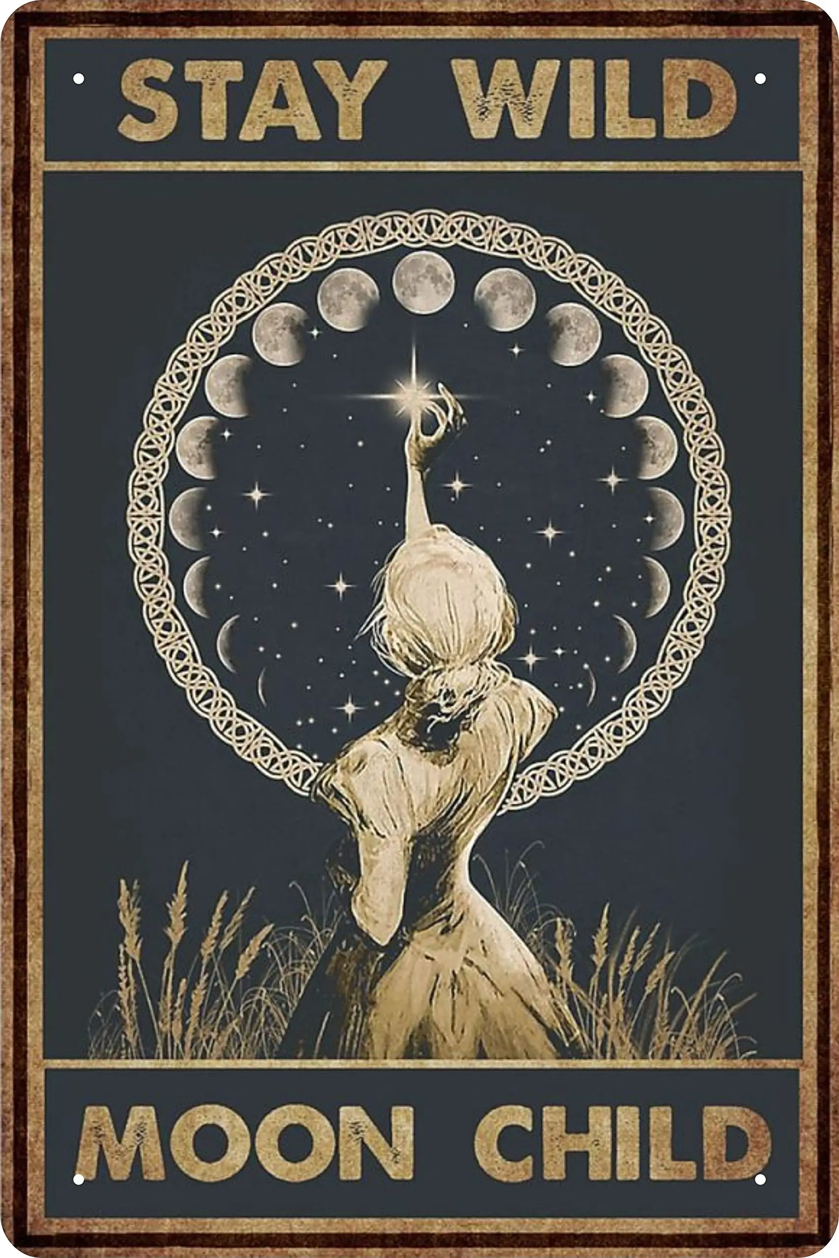 

Moon Decor Gift Tin Sign - Stay Wild Moon Child - Witch and Witchy Decor Kitchen Metal Sign Vintage Bar Home Bathroom Wall