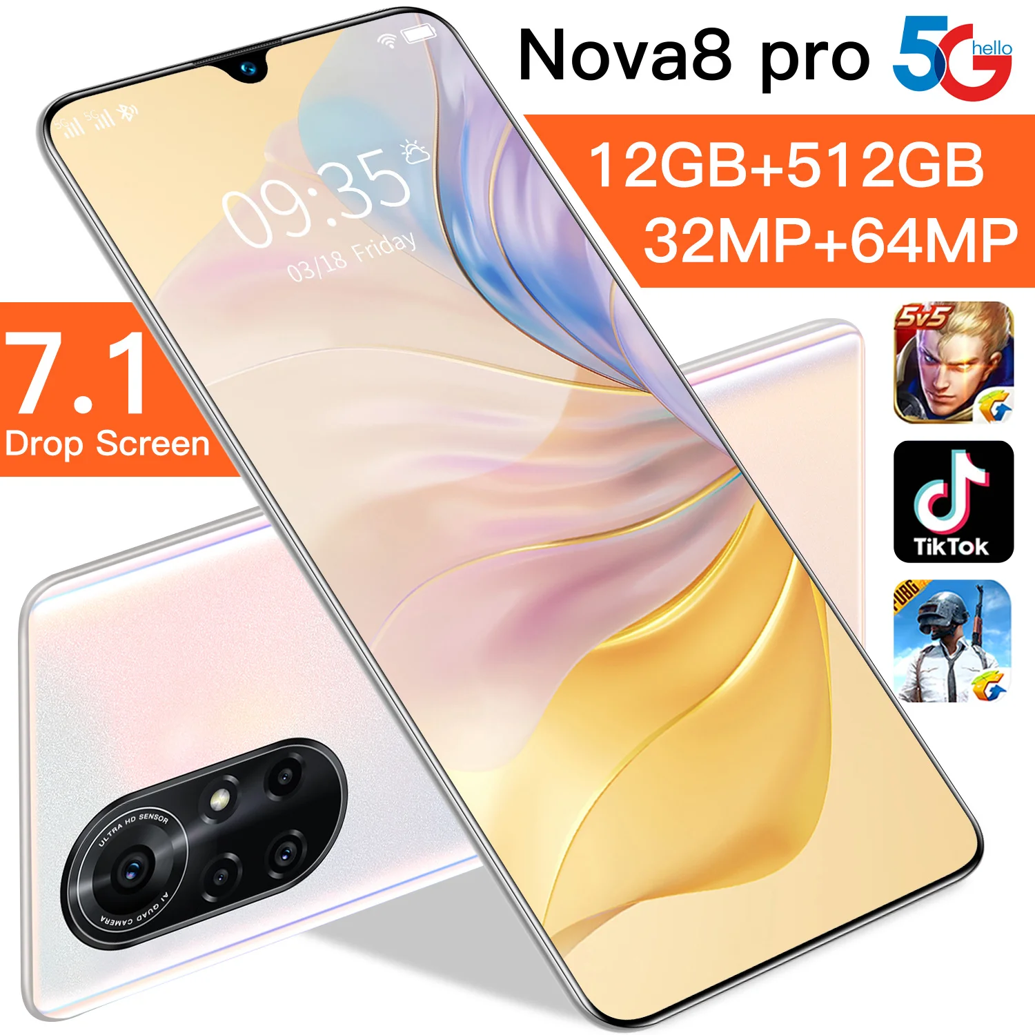 2022 global version nova8pro 7 1inch telephone 12gb ram 512gb rom smartphone cell phone android 10 mobile phone celulares free global shipping