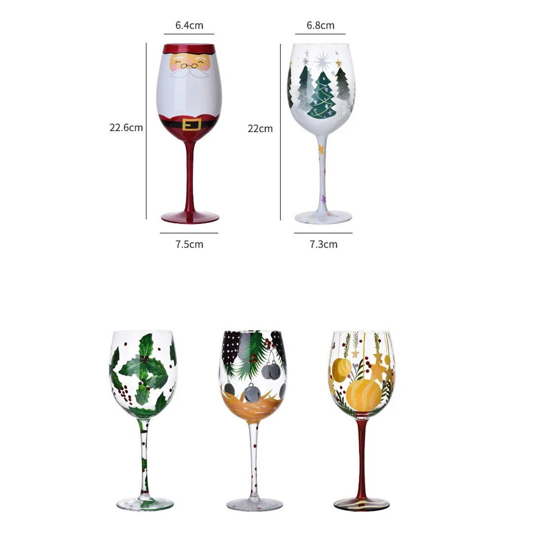 Ручная Роспись Рождественская Елка Снеговик Стеклянный Бокал Красное Вино