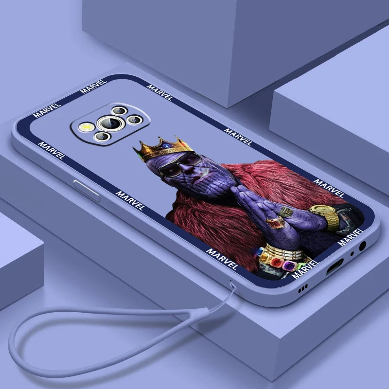 

Marvel Thanos Iron Man Logo Liquid Rope Phone Case For Xiaomi Mi Poco M5s M5 X5 X4 X3 M4 M3 F4 F3 GT Pro NFC 5G Soft Cover