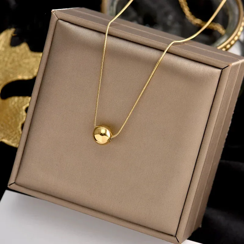 

Classic Simple Ball Pendant Titanium Steel Short Necklace For Woman Korean Fashion Jewelry Girl's Accessories Clavicle Chain