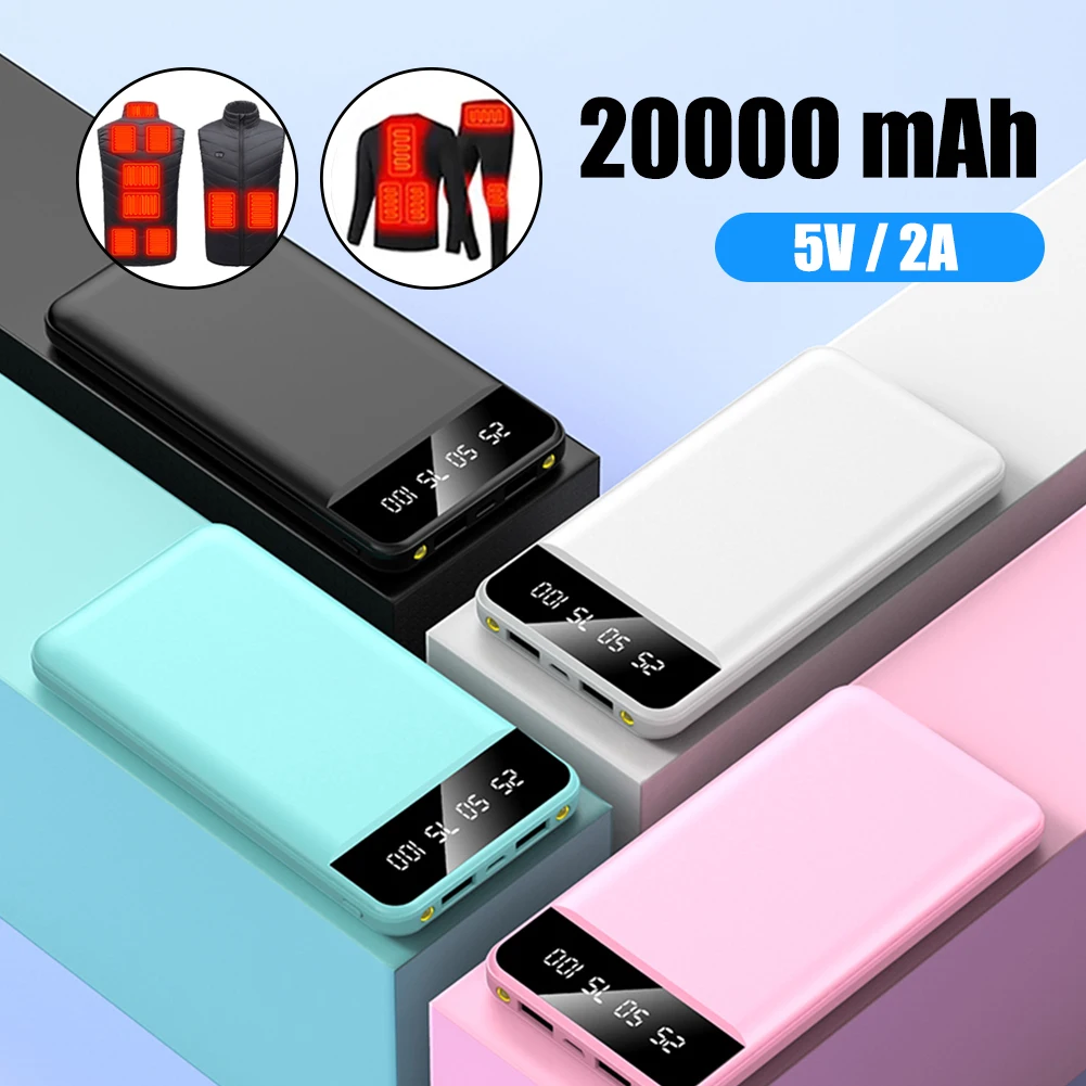 Портативный внешний аккумулятор 20000 Ач 5 В/2 А два выхода USB со светодиодным