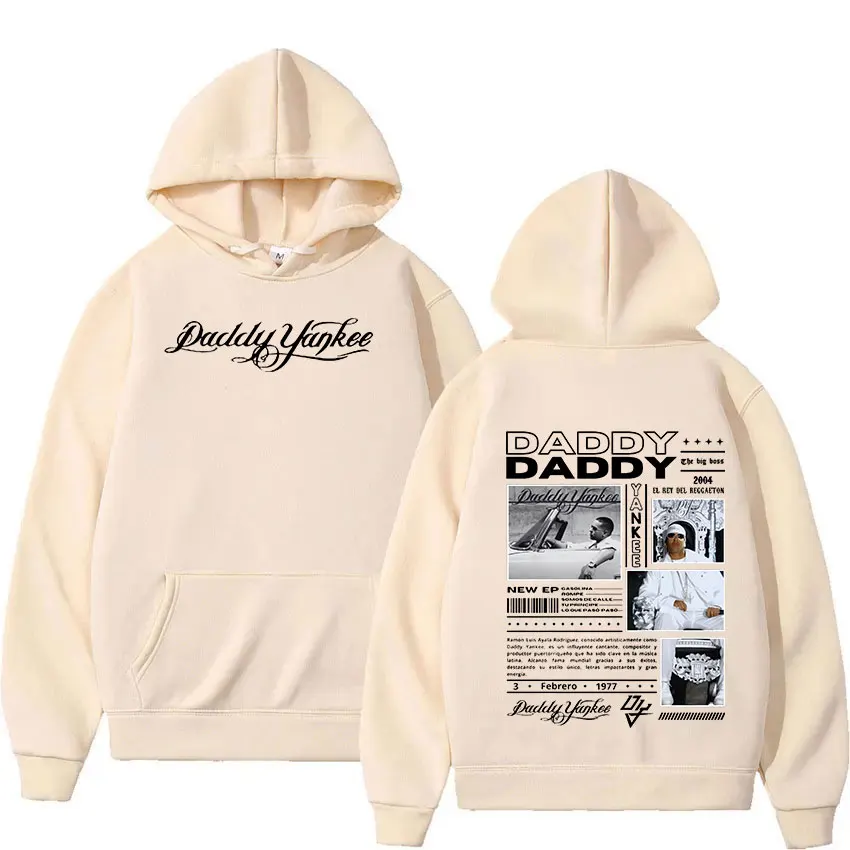 Фото Рэпер Daddy Yankee 2024-2025, новая толстовка с капюшоном в стиле альбом, мужской пуловер в стиле хип-хоп, готический пуловер, модная ретро-модная толстовка большого размера, уличная одежда №5