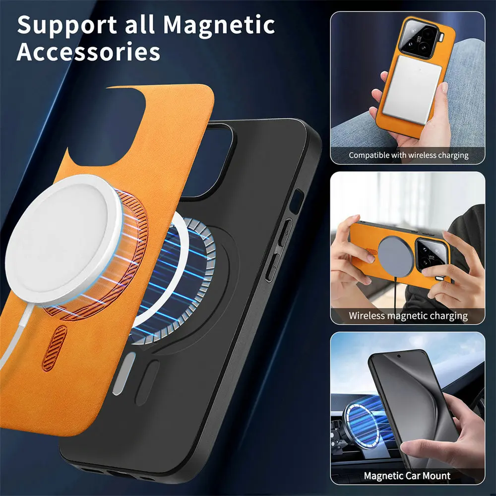 Фото Роскошный чехол для Xiaomi15 5G, магнитный автомобильный держатель с беспроводной зарядкой, бампер Funda Xiaomi 15, противоударный чехол для телефона Mi 15, задняя крышка №2