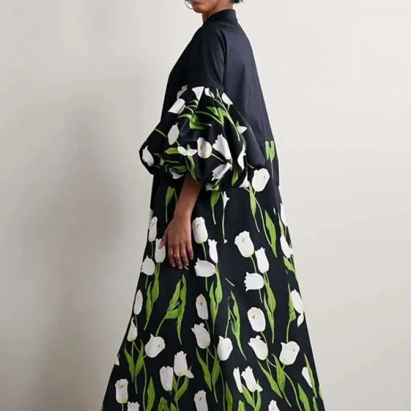 Beautyblue элегантный плащ с цветочным принтом платье на пуговицах повседневное