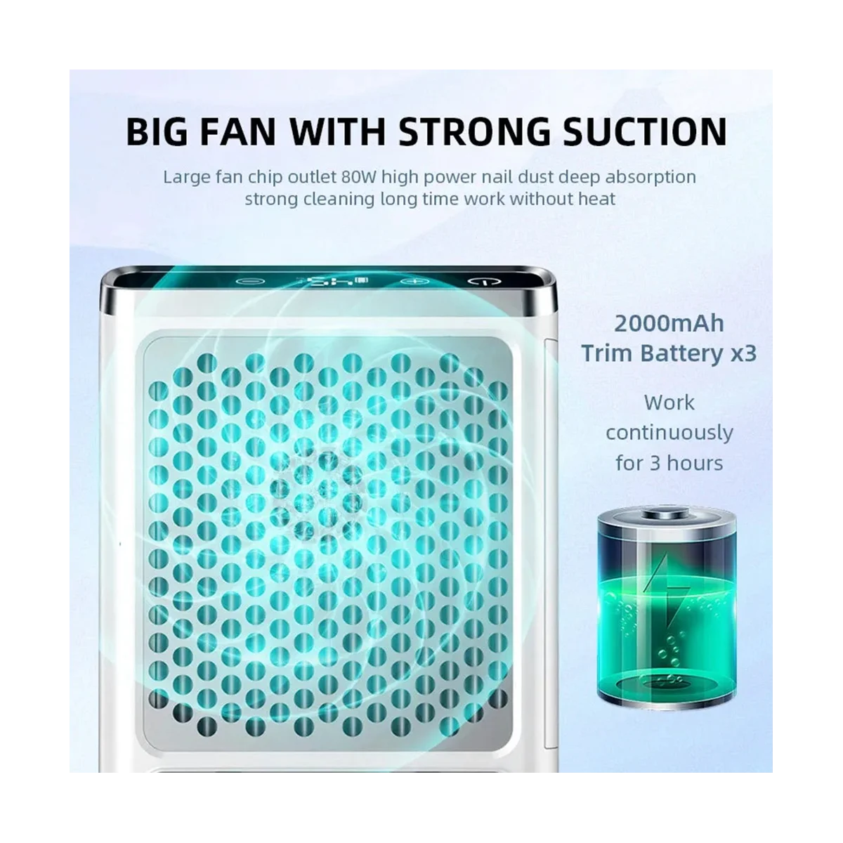 Мощный пылесос для ногтей перезаряжаемый пылеуловитель экстрактор маникюра