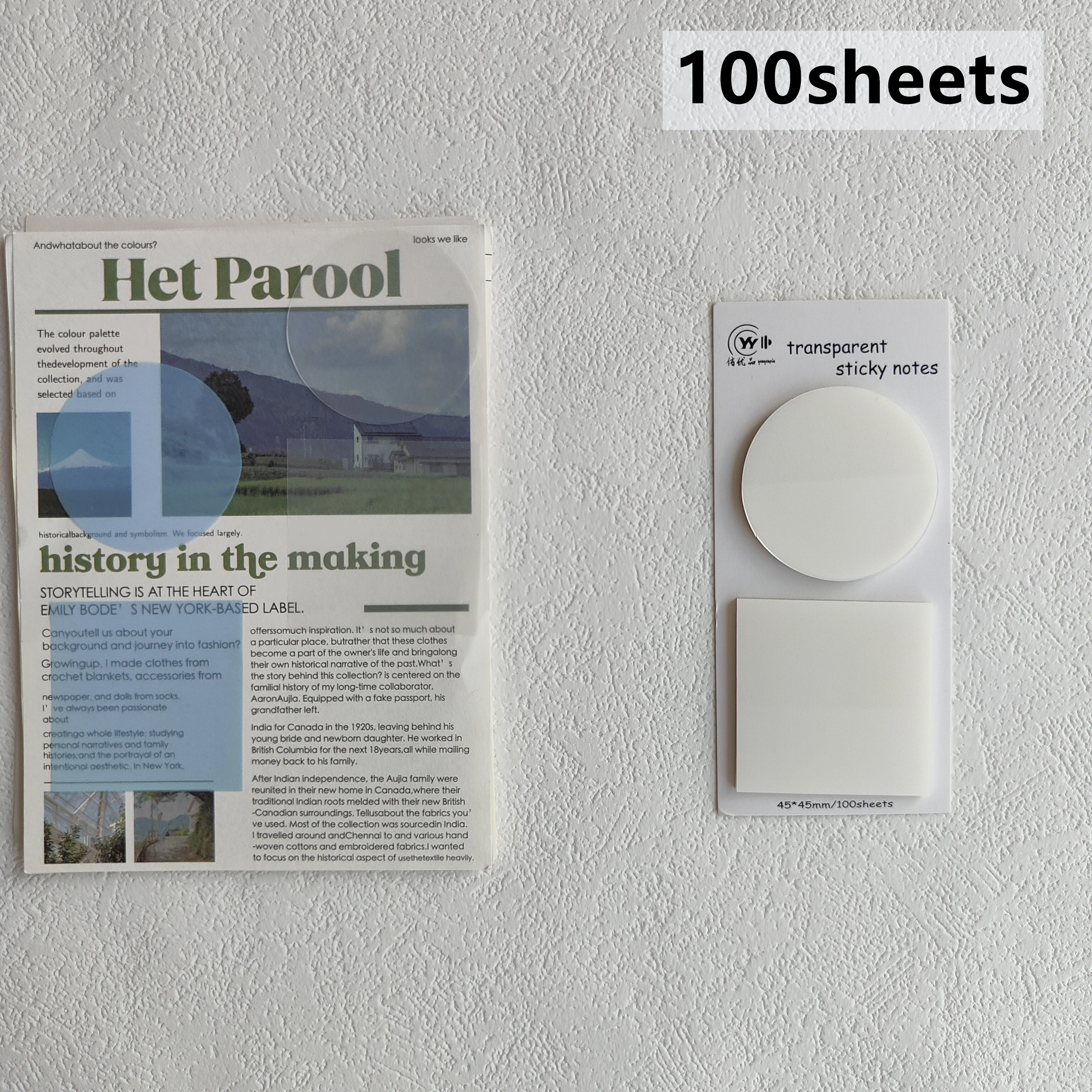 

100 листов прозрачных липких заметок, наклейки, блокноты для заметок, бумажные прозрачные блокноты, школьные канцелярские принадлежности, офисные принадлежности