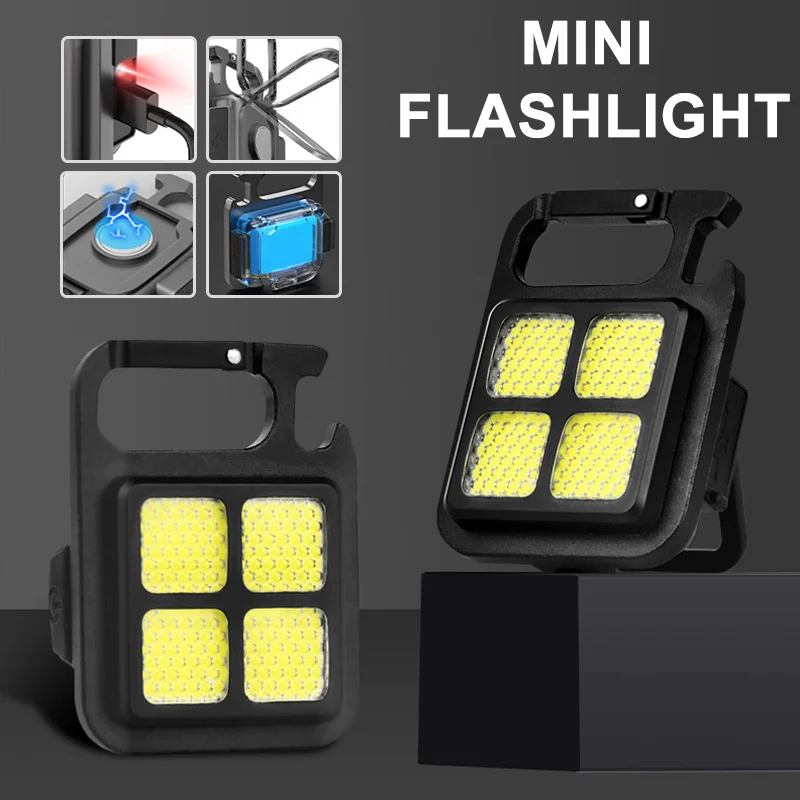 

Mini LED Keychain Light Portable COB Work Light USB Rechargeable Torch With Corkscrew Waterproof Outdoor Camping Lamp Lanterns