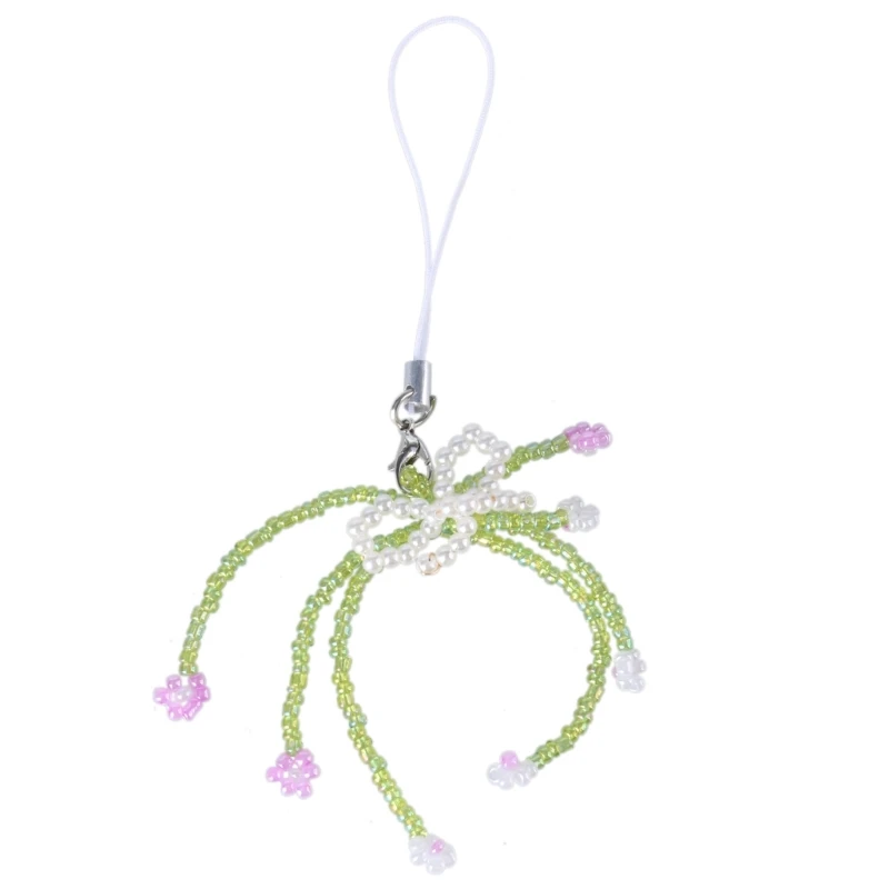 Модный цветок из бисера с бантом подвеска для телефона карманный брелок ключей