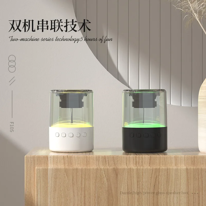 

202200911hjkdkjfjgfgk Glazed dazzling light transparent wireless Bluetooth speaker 3D surround small stereo bass Cannon