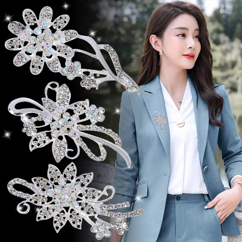 

High-end Luxurious Women's Anti Slip Versatile Brooch Recommend Made By Zinc Alloy And Crystal