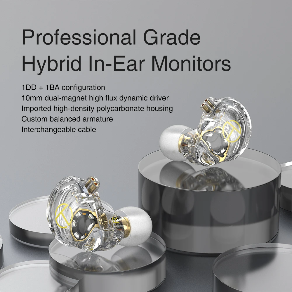 

TRN ST2 1BA+1DD Hybrid Technology Earphones HIFI Bass Earbuds In Ear Monitor Headphones Sport Noise Cancelling Headset MT1 ST1