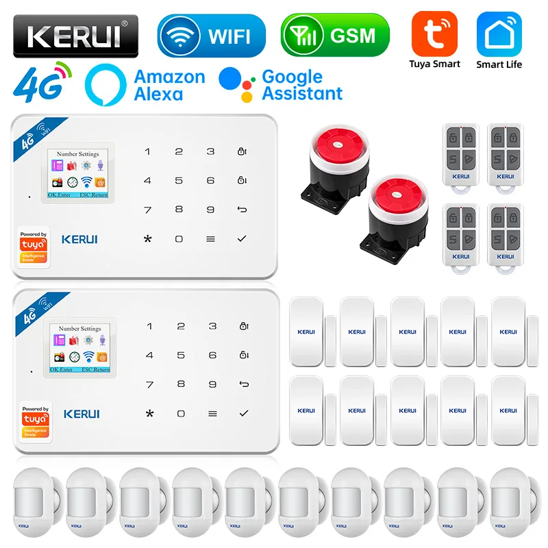

KERUI W184 Tuya Smart Home GSM 4G WIFI Security Protection Alarms Anti Theft Security Alarm System Kit Sensor 6 Languages Garage