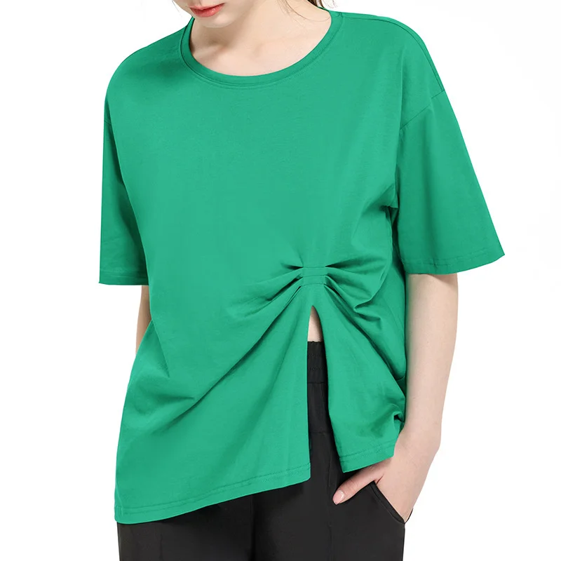 

Топ женский спортивный хлопковый для бега, быстросохнущий, с коротким рукавом