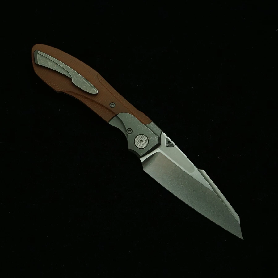 Фото Новый складной нож LEMIFSHE Voodoo из стали N690 с рукоятью из микарты и титана, многофункциональный инструмент EDC для активного отдыха, кемпинга, кухни и выживания №2