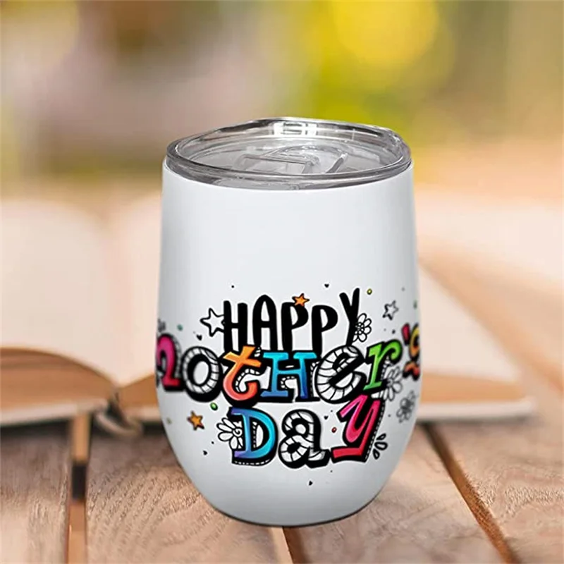 

12oz Sublimation Stemless Wine Coffee Travel Tumbler Stainless Steel Wine Glasses Double Wall Beach Tumbler with Seal Lid