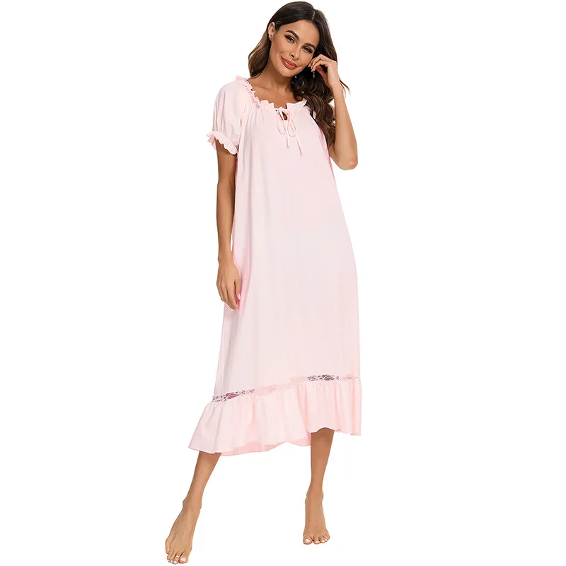 Spring Summer New Women's Nightdress Cute Short Sleeve Comfortable Casual Homewear Sleep Tops Sleepwear Women Night Gown