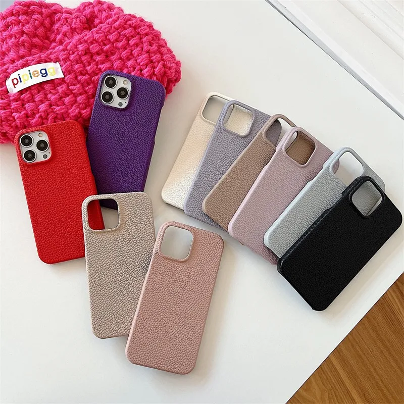 

Luxury Fashion Business Litchi Pattern Couple Hard Phone Cover Case For Iphone 14 13 12 11 Pro Max Retro Pu Leather Coque Fundas