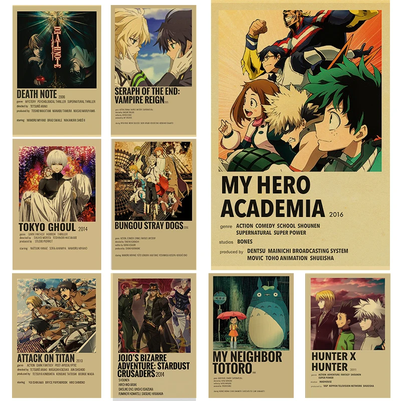 

Классическая коллекция аниме, ретро постер Hunter X Hunter/Haikyuu! Постер-наклейка из крафт-бумаги для дома, бара, кафе, декоративная настенная живопи...