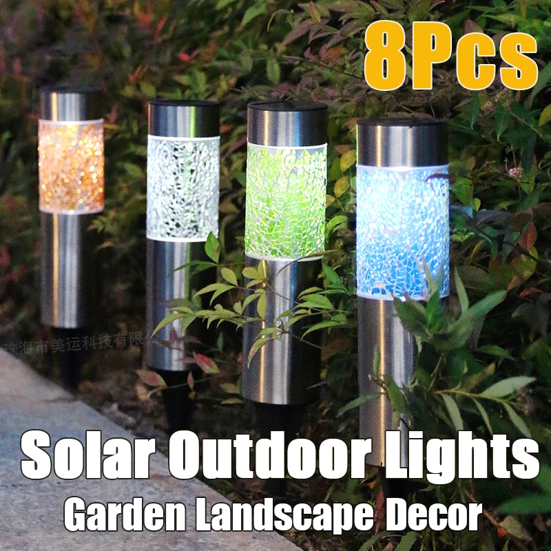 

8Pcs Garden Solar Mosaic Outdoors Floor Lights LED Night Lamps Waterproof Villa Courtyard Grass Floor Party Christmas Decoration
