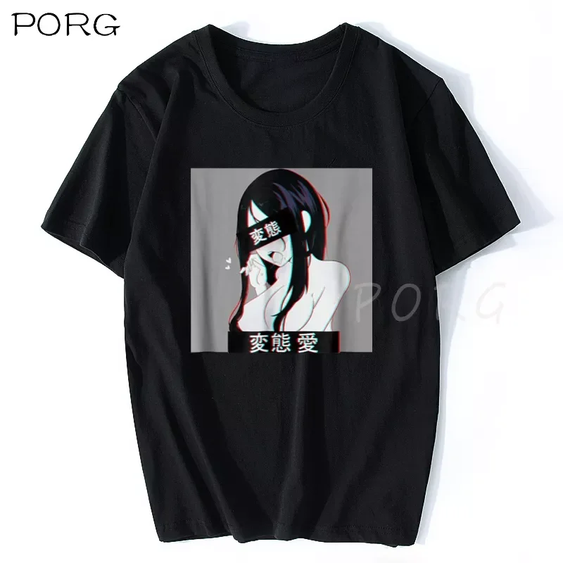 

2022NEW Hentai Japanese Otaku T-Shirt 2021 Sexy Fashion Tees Tops StreetWear Tumblr Aesthetic T Shirt Solid Color Short Sleeve