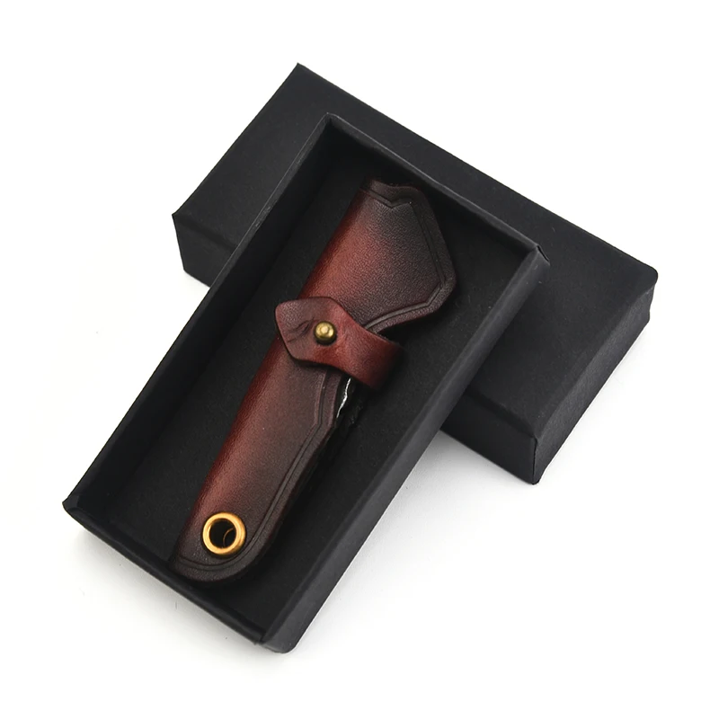 Дамасское лезвие кожаная ручка складной нож для ракетки бытовой инструмент