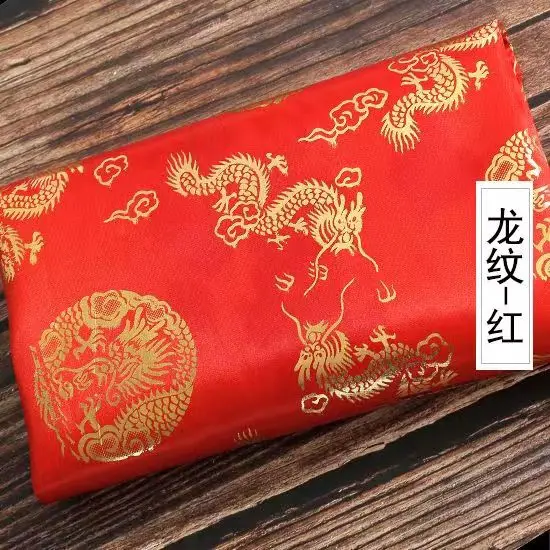 Red cloth, dragon and phoenix print, gold foil, Buddhist altar cloth, Buddha statue cloth, table cloth, bright satin cloth, gold