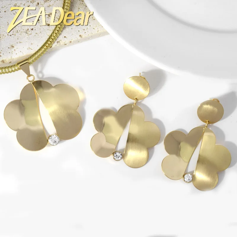 

ZEA Dear Jewelry Big Flower Jewelry Set For Women Necklace Earrings Pendant Hot Selling Jewelry Set For Wedding Jewelry Findings