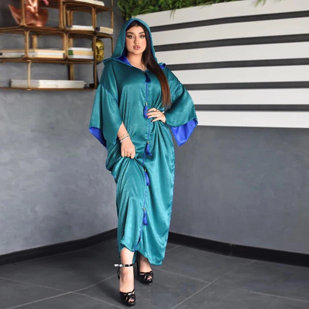 

Eid Mubarak, сатиновый кафтан, Abaya, женское платье, ислам, арабский, мусульманский хиджаб, длинное женское платье, платья для женщин Caftan