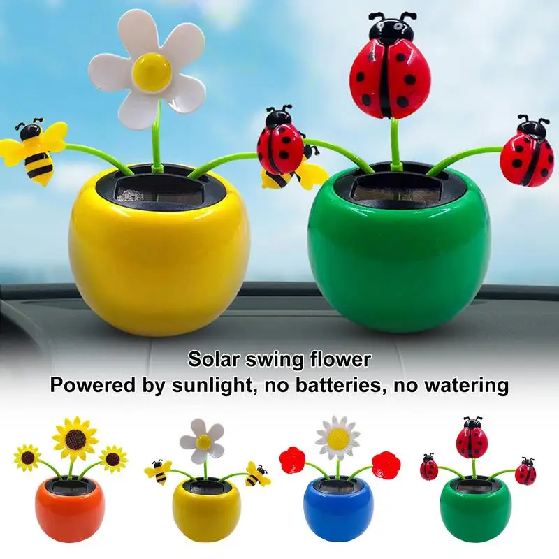 

Car Solar Powered Dancing Sunflower Toy Creative Environment Friendly Auto Dashboard Ornaments Swinging Butterfly Interior Decor