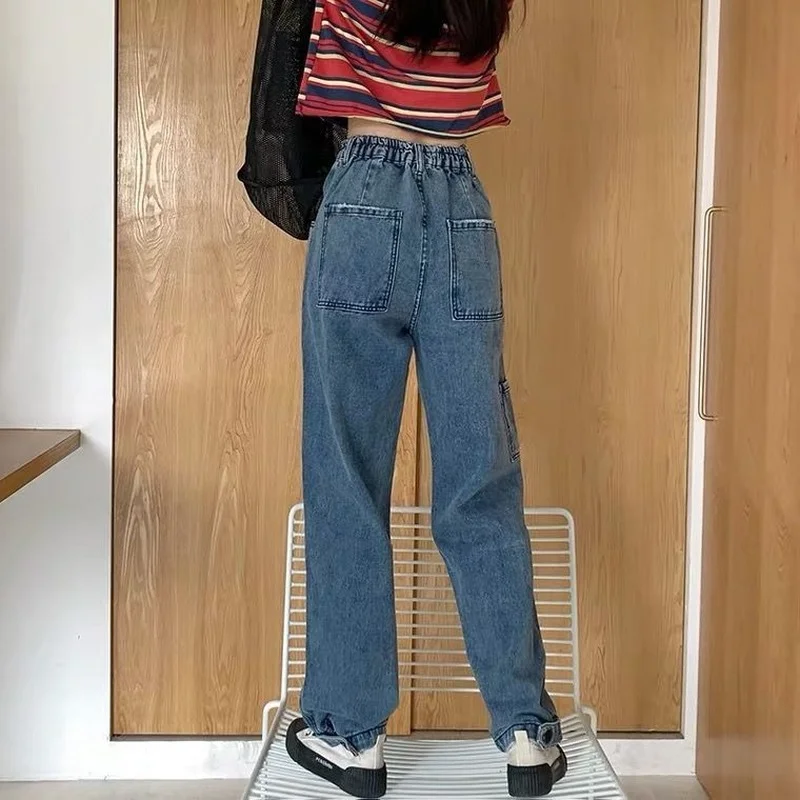 Винтажные женские джинсы в стиле Харадзюку свободные модные шикарные брюки с