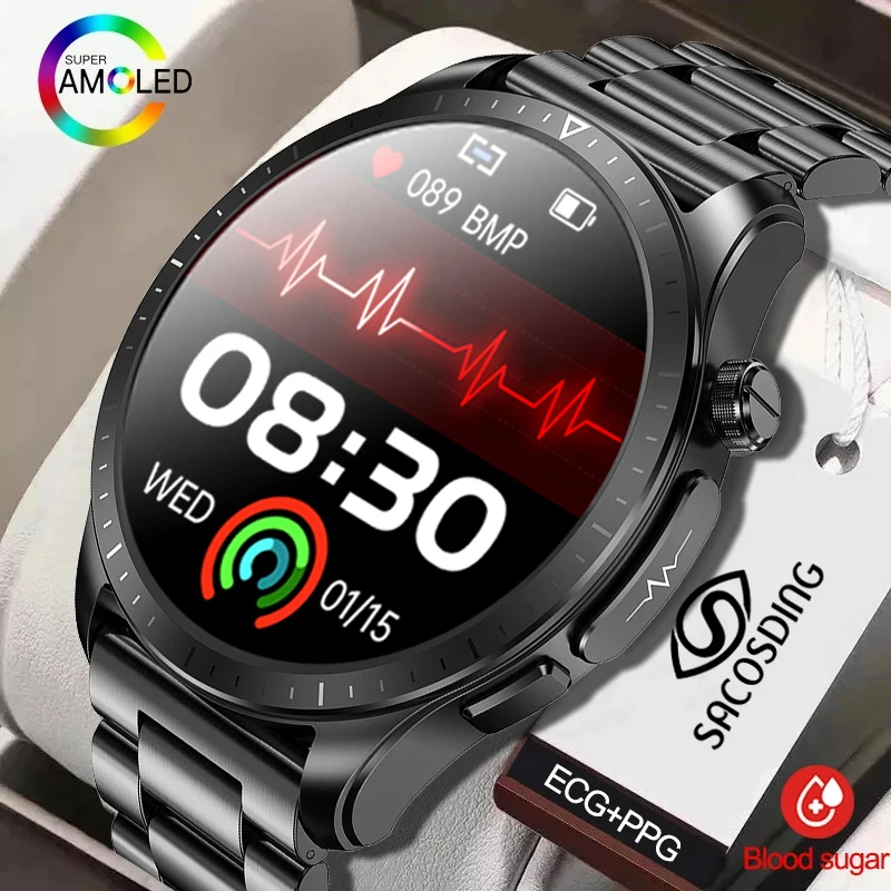 

Мужские Смарт-часы 2023 года, неинвазивные Смарт-часы с измерением уровня сахара в крови, батарея 280 мАч, ЭКГ, ФПГ, температура тела, умные часы для контроля артериального давления