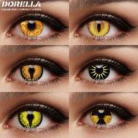 DORELLA Pair 2pcs  Cosplay Color Contact Lenses for Eyes Yellow Contact Lenses Cosplay Anime Color Lens Eyes