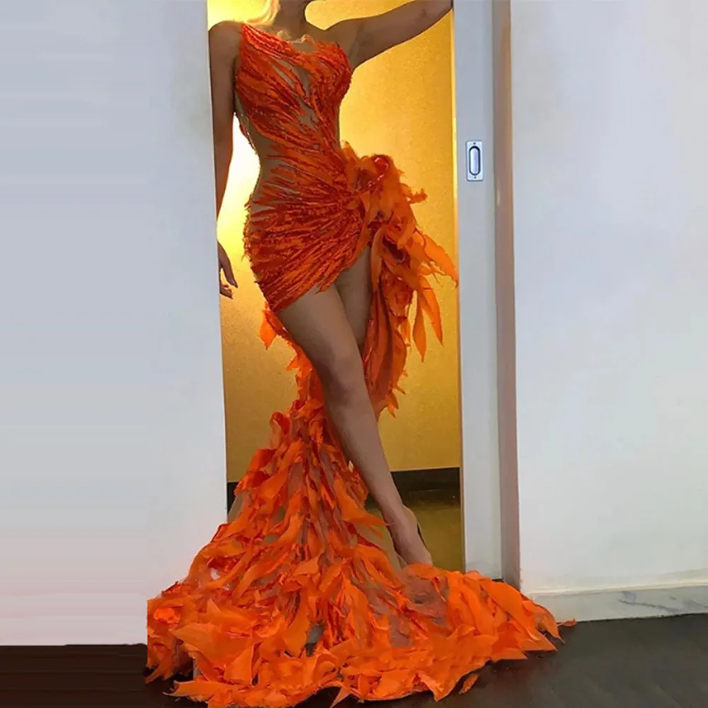 

2022 Sexy Cut-out Orange Prom Dresses Illusion Irregular Jewel Neck Sleeveless Pageant Event Party Gowns Long Evening Dress