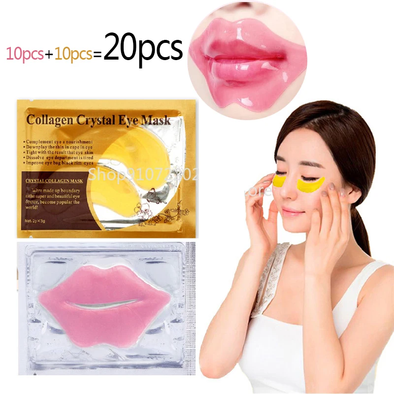 

20pcs Hot Sale Lip Eye Mask Combination Moisturing Nourishing Lips Mask Anti Aging Wrinkle Dark Circles Eye Patch free shipping