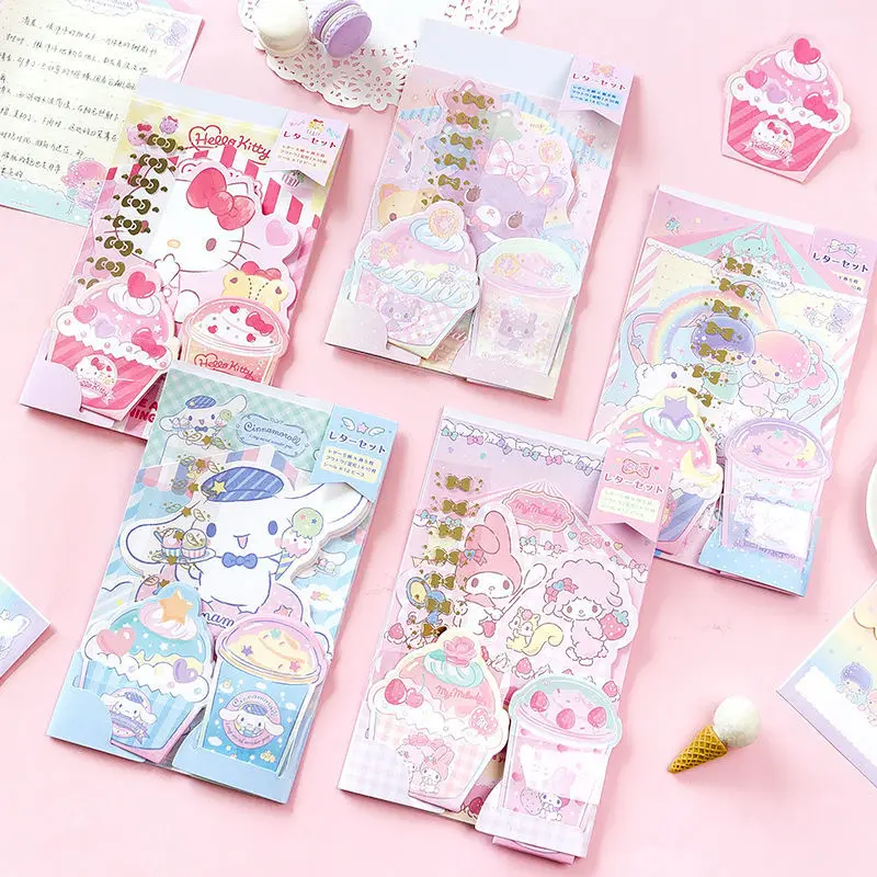 

Kawaii Sanrioed Anime Cartoon series My melody Cinnamoroll KT cat stationery sticker set student ins stationery greeting card