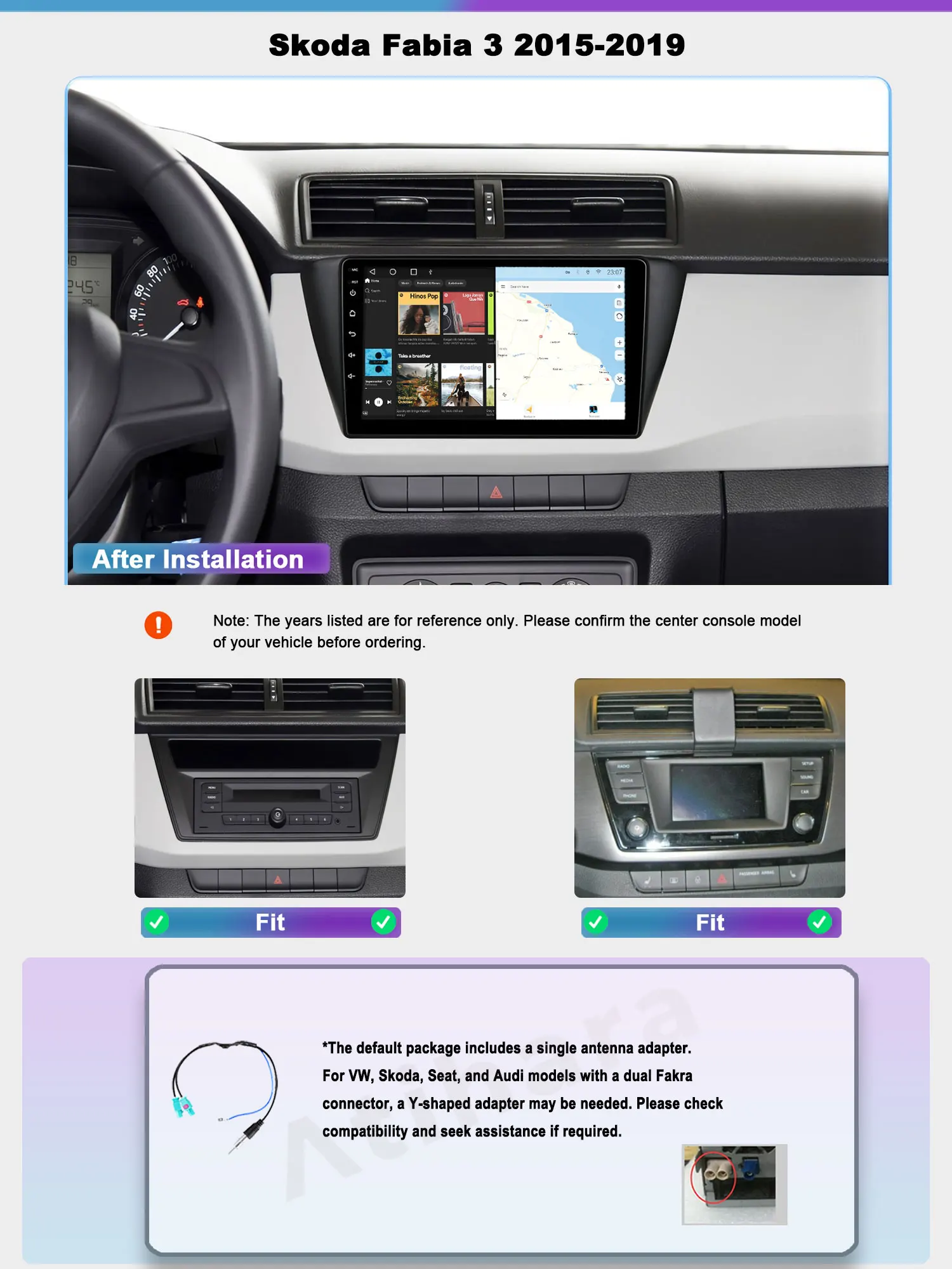 Atihara 9 &quotAndroid автомобильный радиоприемник мультимедийный плеер Carplay аудио для Skoda