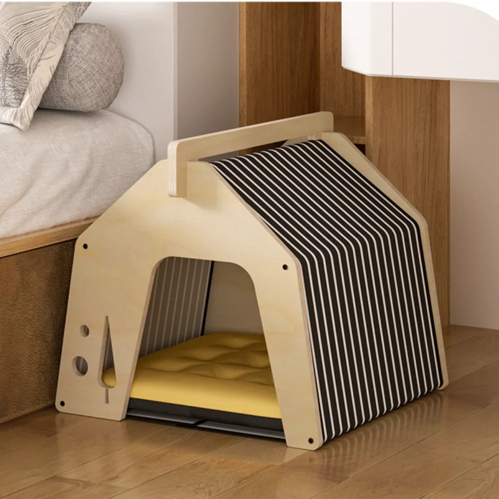 

Cat House Small Animal Rest And Play House For Dog Hideout Habitat Wooden Cat Beds For Indoor Cats, Rabbit Hideout Bunny House