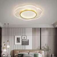 minimalist black gold flower led ceiling lamp for bedroom living room restaurant corridor apartment home interior light fixture