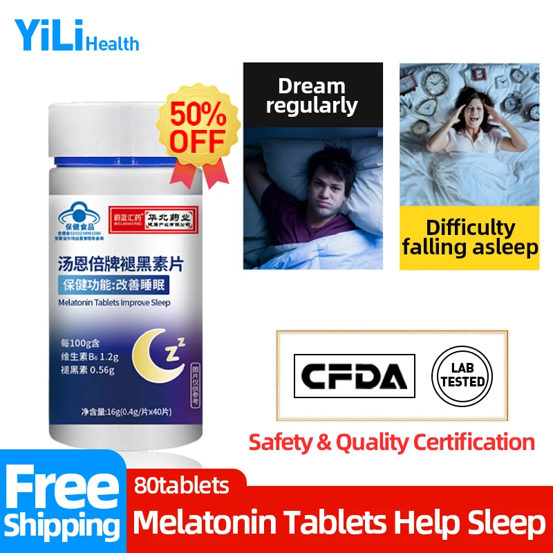 

Melatonin Tablets Sleeping Pills Help Sleep Better Insomnial Vitamin B6 Supplements Healthy Deep Sleep for Adults CFDA Approval