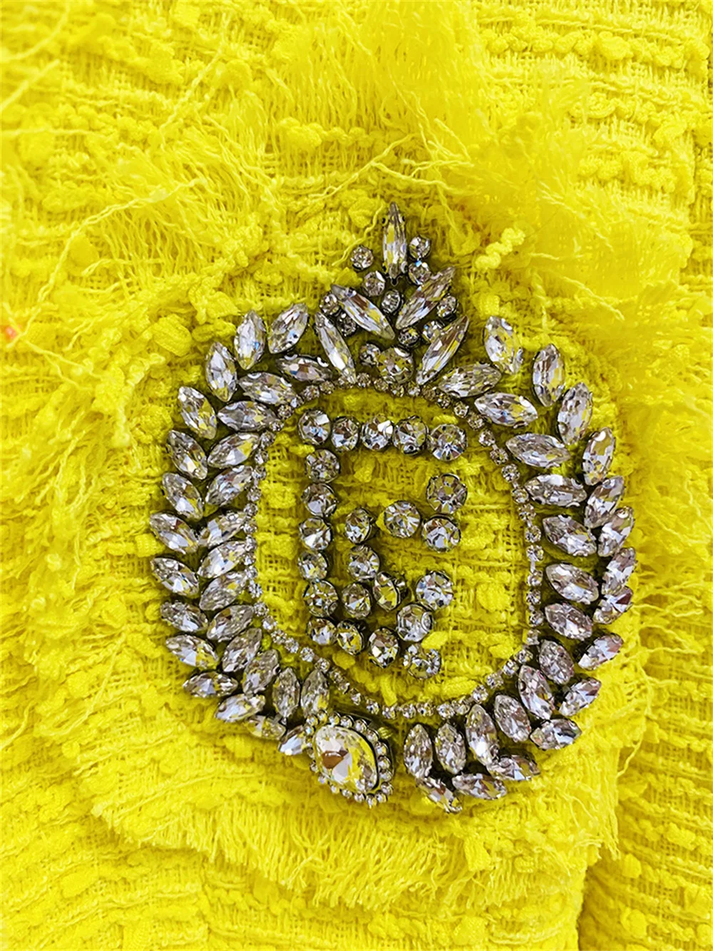 Luxury Blazer for Women 2023 New Yellow High Quality Shrug Bead Tweed Blazer Peak Shoulder Cardigan Outfit Female Formal Jacket