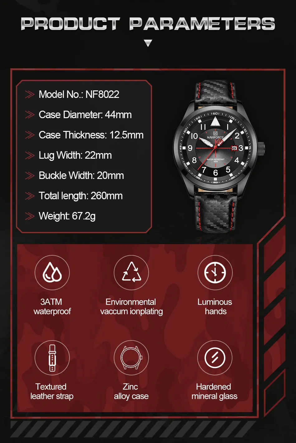 top brand luxury naviforce quartz luminous leather wristwatch man casual sport watch for men fashion hot sale watch men relogio free global shipping