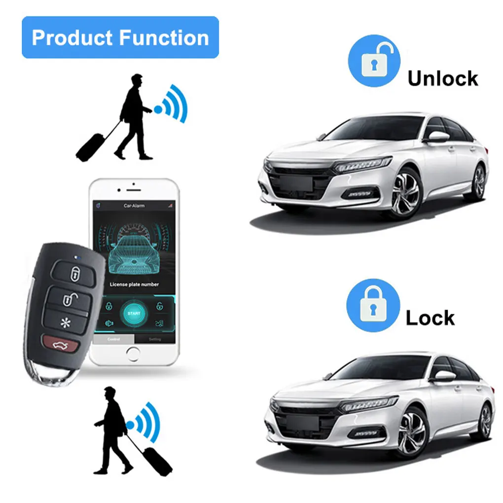 

Car Alarm System Remote Control Auto Door Central Keyless Lock LED Light Security Intelligent Anti Lost Supplies
