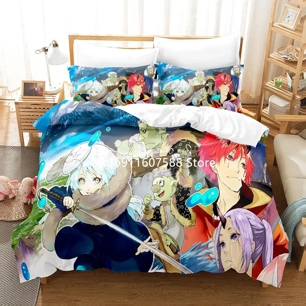 Kids Cartoon Bedding Set 3D Design Slime Character Customizati Anime Printed Children Boy Girl Warm Bed Throw