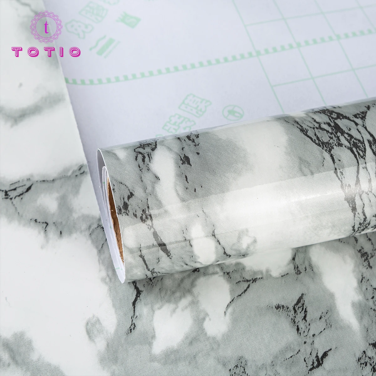 TOTIO White and Grey Marble Wallpaper Peel and Stick Waterproof Self Adhesive Vinyl Paper for Furniture Bedroom Living Room Wall