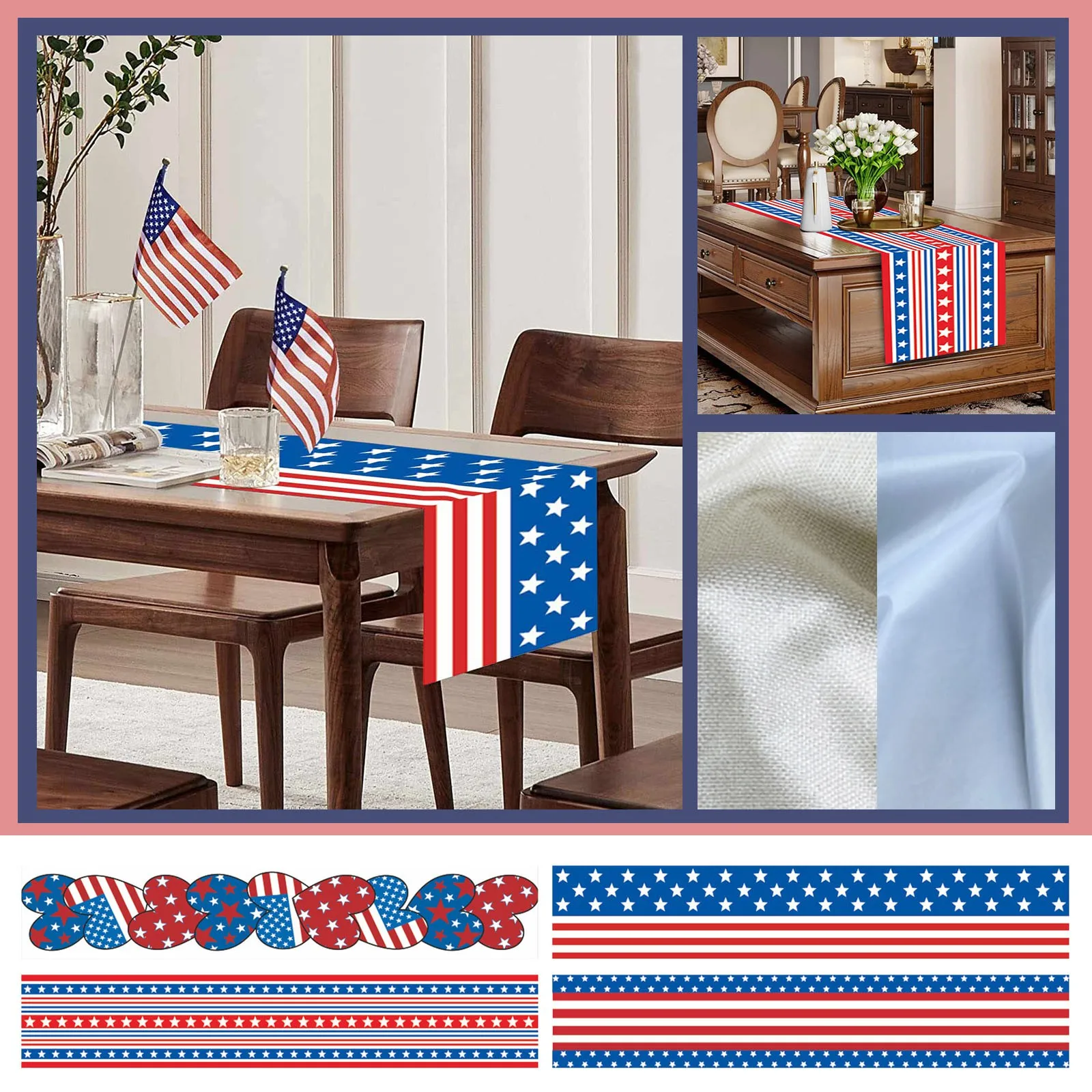 

Настольная дорожка на День Независимости, Праздничный Принт, винтажное украшение на День Независимости, широкий стол 20