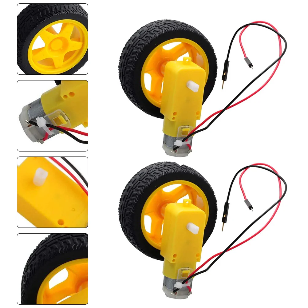 

DC Motor Wheel 3V- 6V Dual Shaft Gear Motor Motor Support Bracket Electric motor Tyre Parts for Robot Car Truck Yellow
