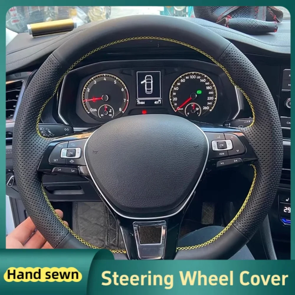 

Чехол на руль автомобиля на заказ, сшитый вручную для Volkswagen VW Golf 7 Mk7 Touran Up, новый Polo Jetta Passat B8 Tiguan, автомобильные аксессуары