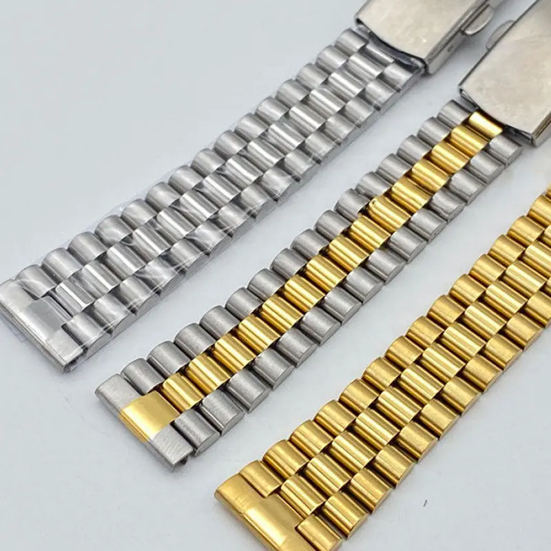 18mm 20mm 22mm Stainless Steel President Curved Straight  End Watch Band Strap Bracelet Fit For SKX Citiz Watch